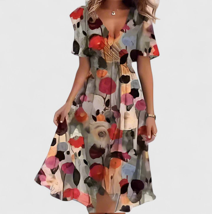 Mariette | Women's Floral Mini Dress with V-Neck and Flutter Sleeves - image 4