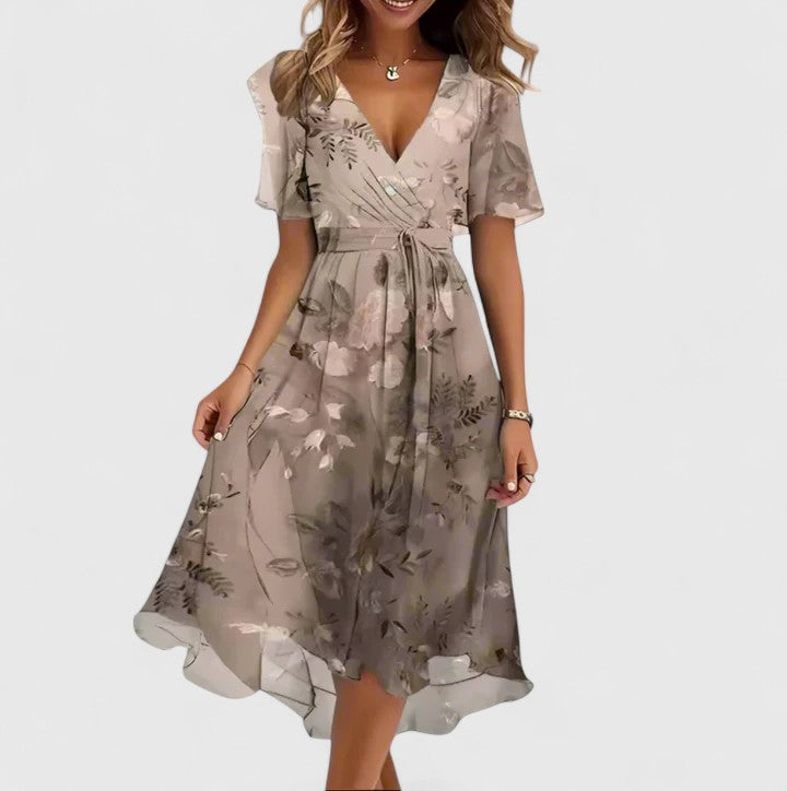 Mariette | Women's Floral Mini Dress with V-Neck and Flutter Sleeves - image 7