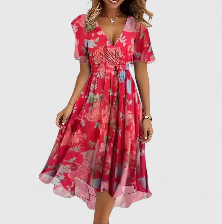 Mariette | Women's Floral Mini Dress with V-Neck and Flutter Sleeves - image 8