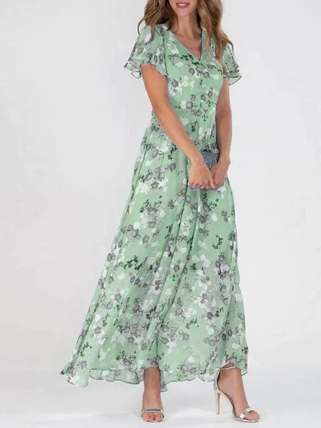 Penelope | Women's Floral Maxi Dress with V-Neck and Flutter Sleeves - image 2