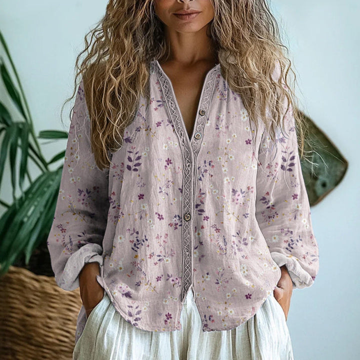 Brianna | Women's Elegant Vintage Leaf Print Shirt