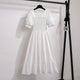 Rosaria smocked floral midi dress with puff sleeves in white