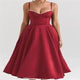 Fiammetta satin corset midi dress with full skirt in wine