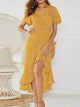Una floral chiffon wrap maxi dress in mustard