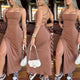 Domenica strappy maxi dress with lace-up back in mocha