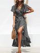 Una floral chiffon wrap maxi dress in black
