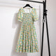 Rosaria smocked floral midi dress with puff sleeves in yellow rose