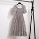 Rosaria smocked floral midi dress with puff sleeves in lilac floral