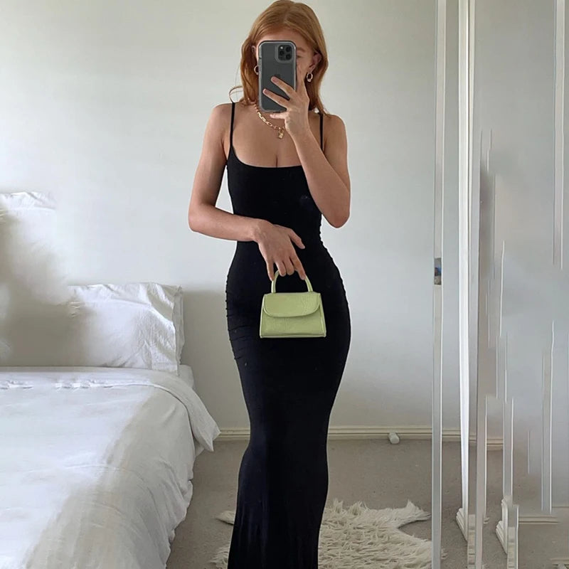 Orla bodycon maxi dress with scoop neck in black