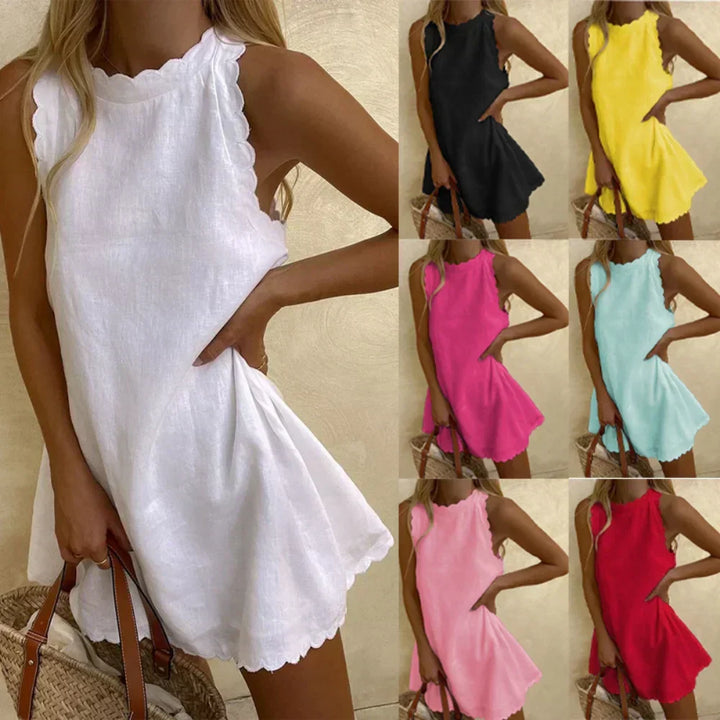 Ariella | Women's Sleeveless High Neck A-Line Mini Dress - image 10