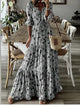 Mafalda floral print maxi dress with long sleeves in grey floral