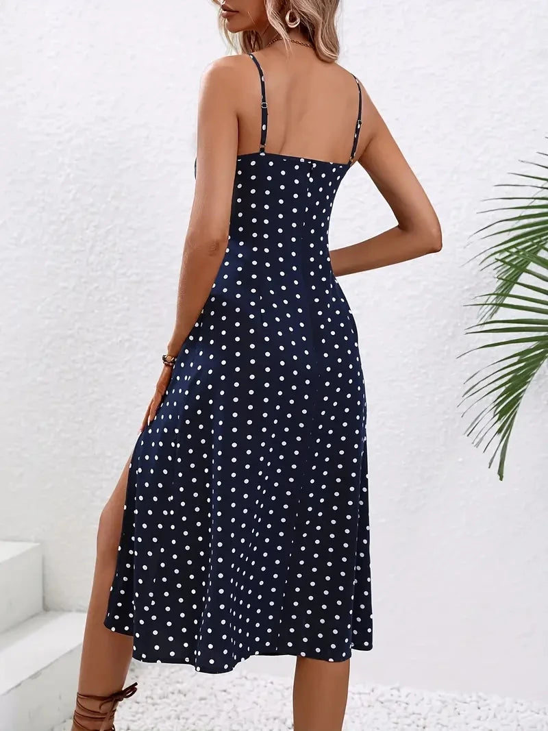 Ornella printed slip midi dress with side slit