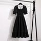 Rosaria smocked floral midi dress with puff sleeves in black