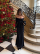 Loredana off-shoulder lace maxi dress in black