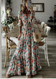 Mafalda floral print maxi dress with long sleeves in blue floral