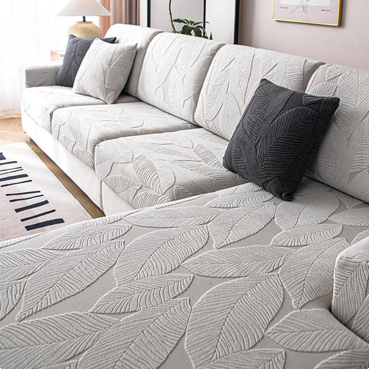 Patonga | Leaf Jacquard Stretch Sectional Couch Cover - image 14