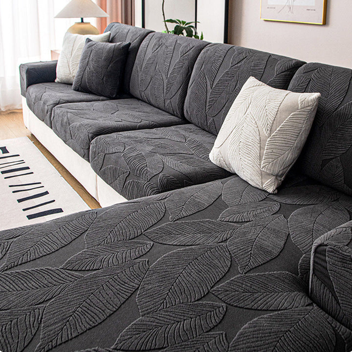 Patonga | Leaf Jacquard Stretch Sectional Couch Cover - image 12