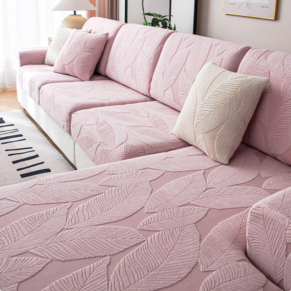 Patonga | Leaf Jacquard Stretch Sectional Couch Cover - image 16