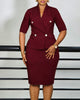 Clarissa | Women's Wrinkle Double-Breasted Business Dress