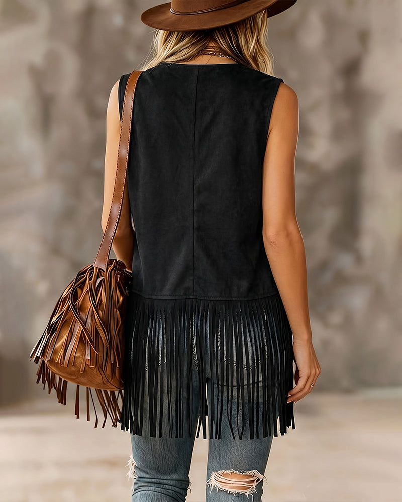 Augusta | Women's Stylish Boho Embroidered Tassel Vest