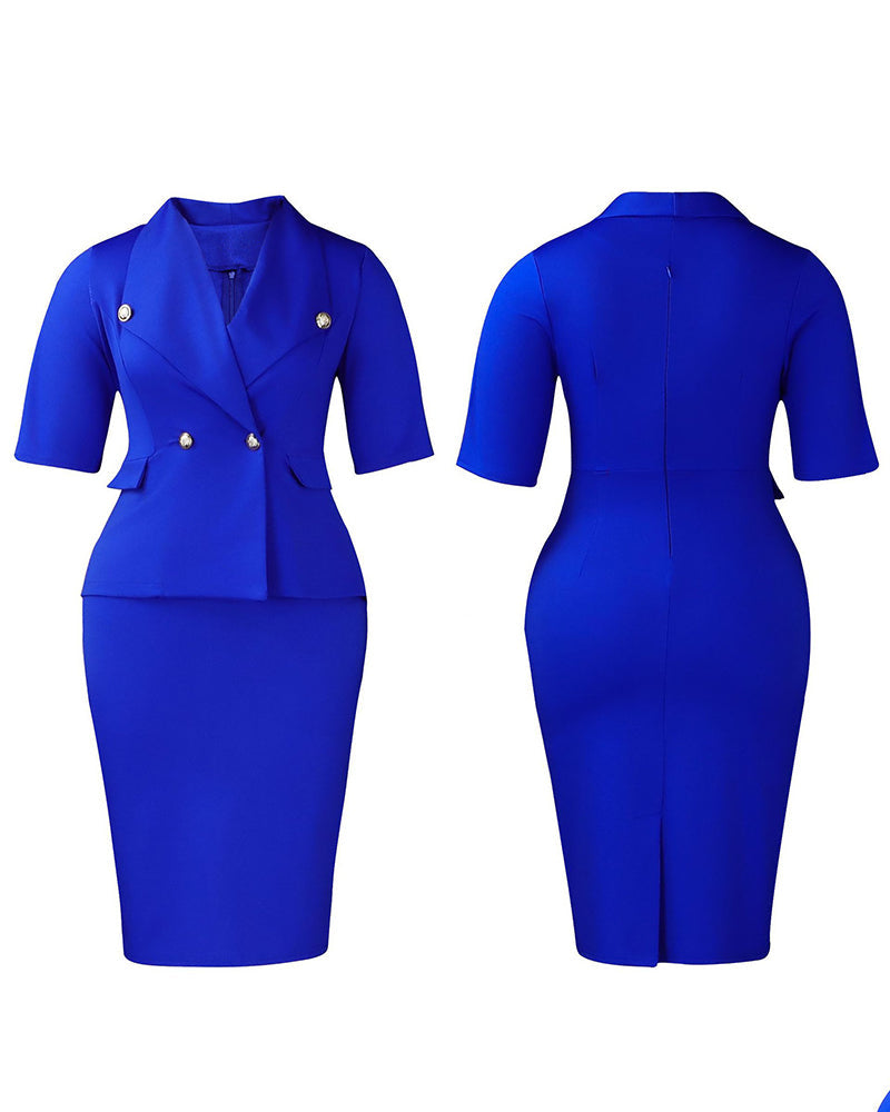 Clarissa | Women's Wrinkle Double-Breasted Business Dress