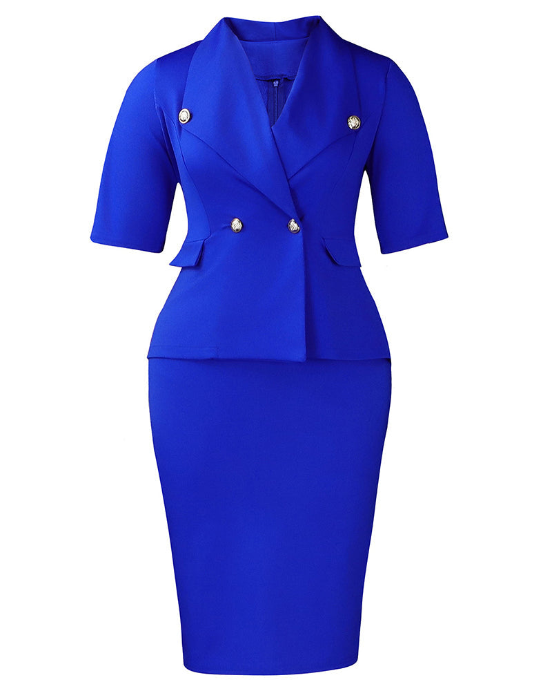 Clarissa | Women's Wrinkle Double-Breasted Business Dress