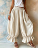 Imogen | Women's Casual Smocked Waist Wide Leg Ruffle Hem Balloon Pants