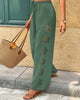 Jessamine | Women's Casual Boho Floral Eyelet Wide-Leg Pants