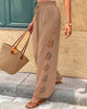 Jessamine | Women's Casual Boho Floral Eyelet Wide-Leg Pants