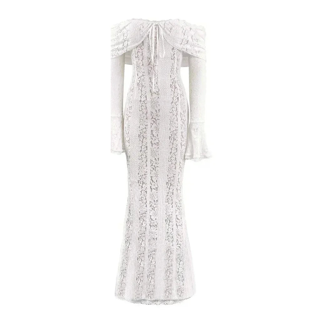 Loredana off-shoulder lace maxi dress