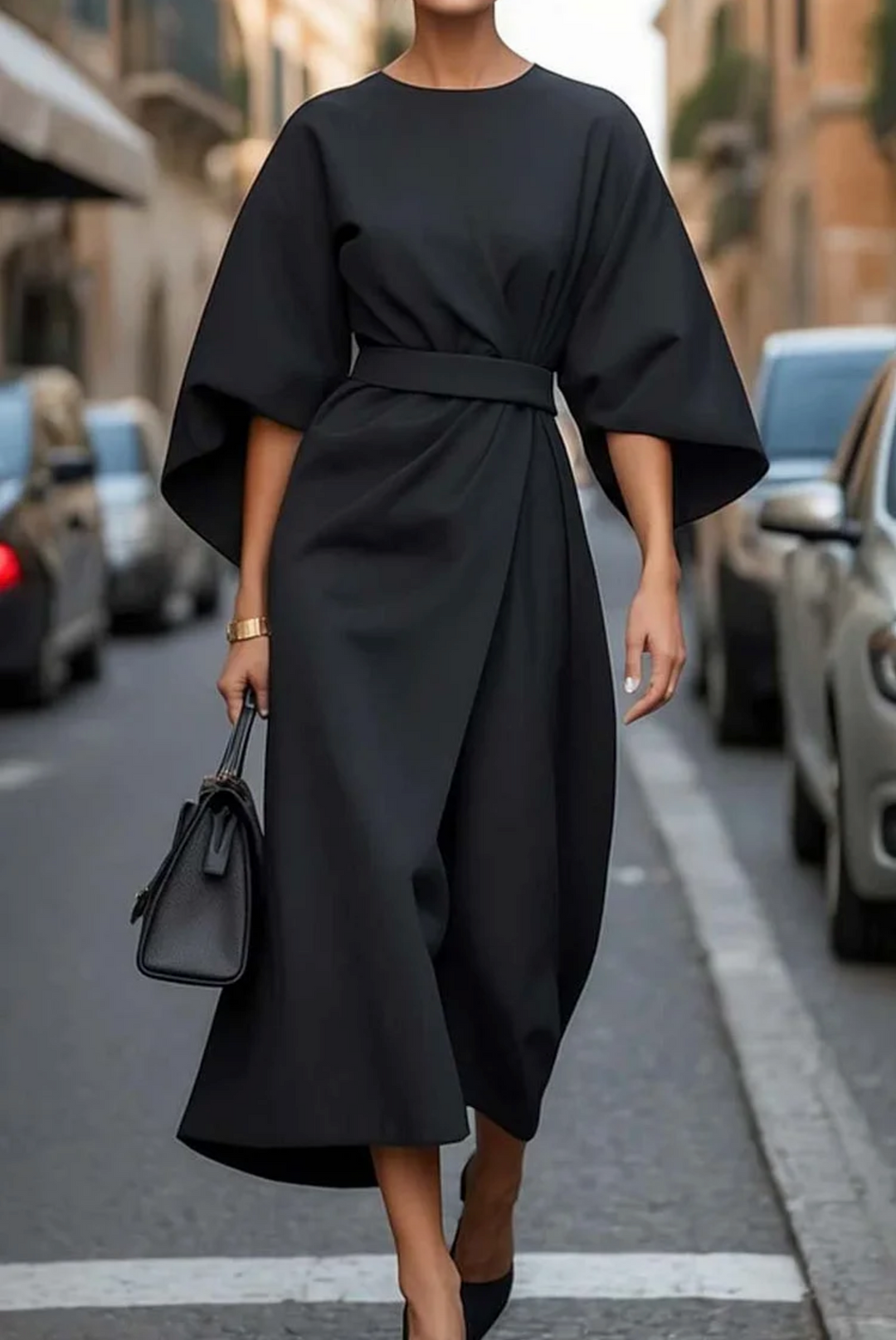 Genoveffa | Women's Lantern Sleeve Belted Maxi Dress - image 3