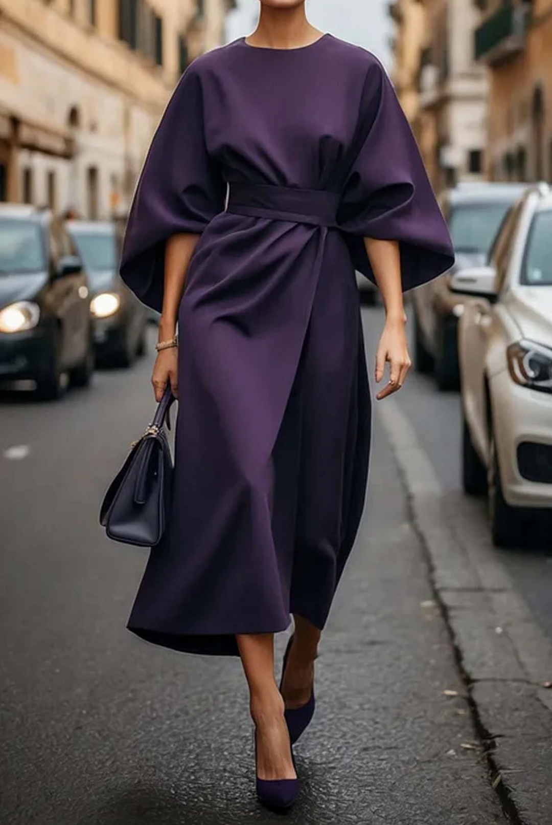 Genoveffa | Women's Lantern Sleeve Belted Maxi Dress - image 6