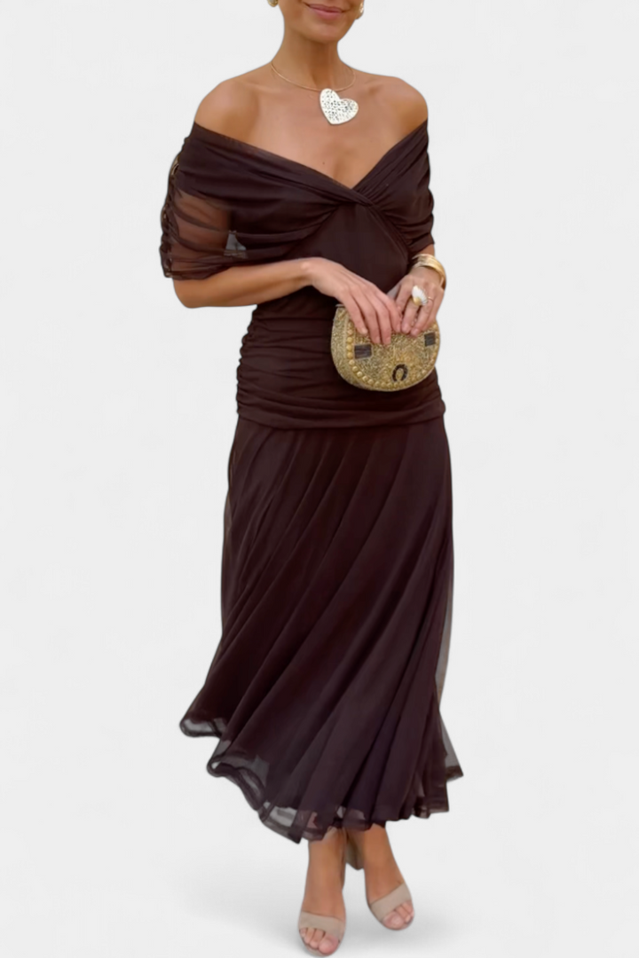 Abelina | Women's Ruched V-Neck Maxi Dress - image 3