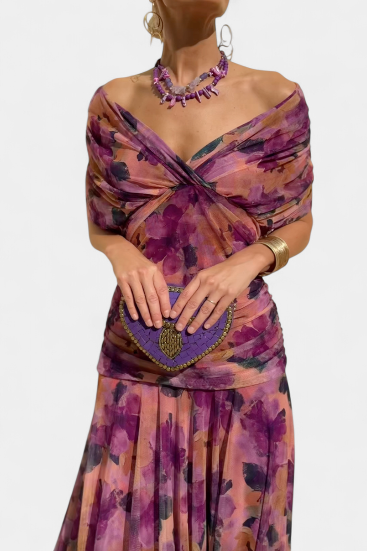 Abelina | Women's Ruched V-Neck Maxi Dress - image 9