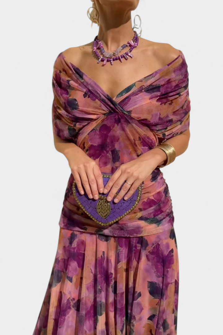 Abelina | Women's Ruched V-Neck Maxi Dress - image 9