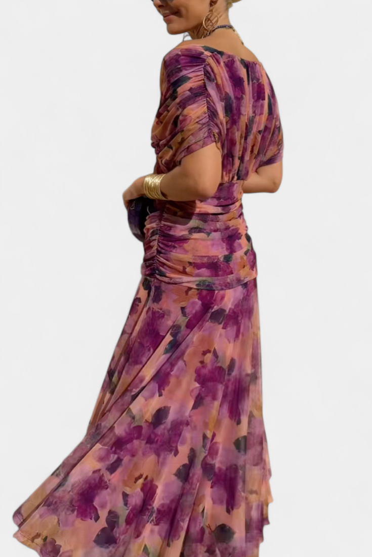 Abelina | Women's Ruched V-Neck Maxi Dress - image 10