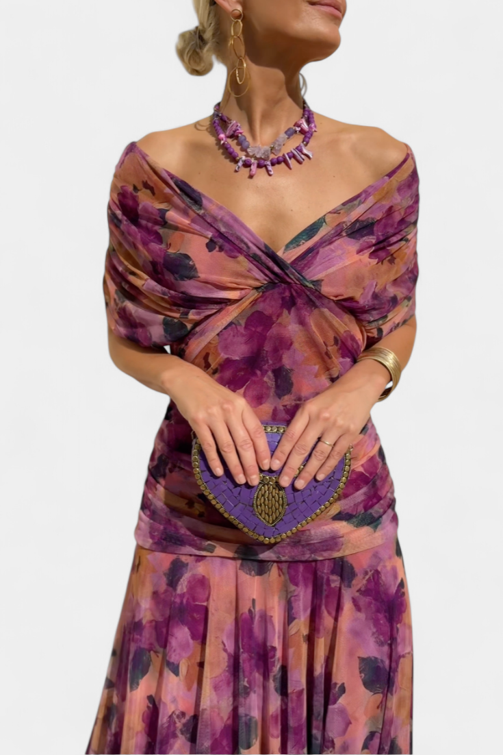 Abelina | Women's Ruched V-Neck Maxi Dress - image 8