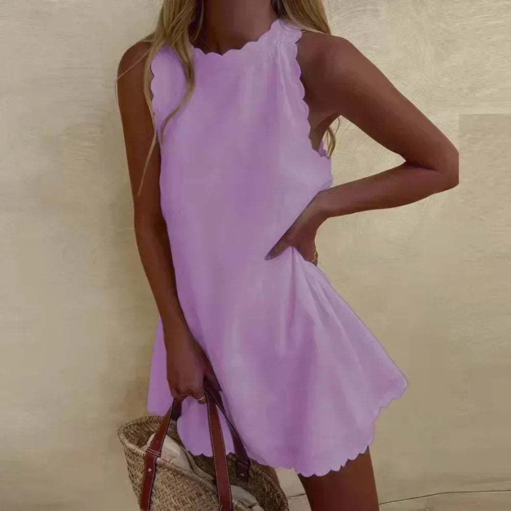 Ariella | Women's Sleeveless High Neck A-Line Mini Dress - image 6
