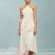 Sybil pleated ruffle halter maxi dress in white