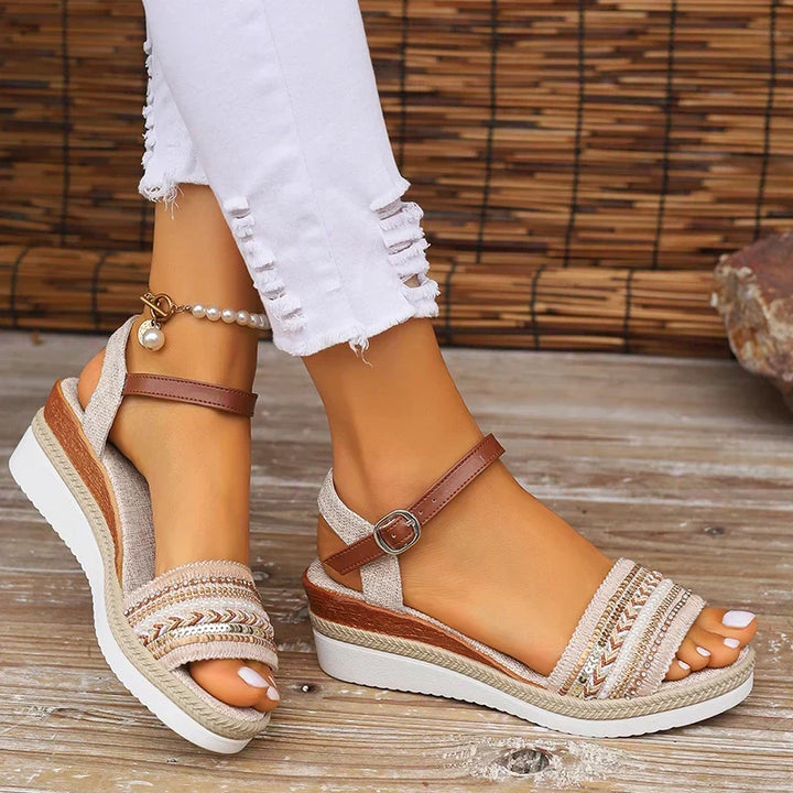 Maddalena | Women's Buckle Strap Wedge Sandals - image 2