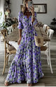 Mafalda floral print maxi dress with long sleeves in purple floral