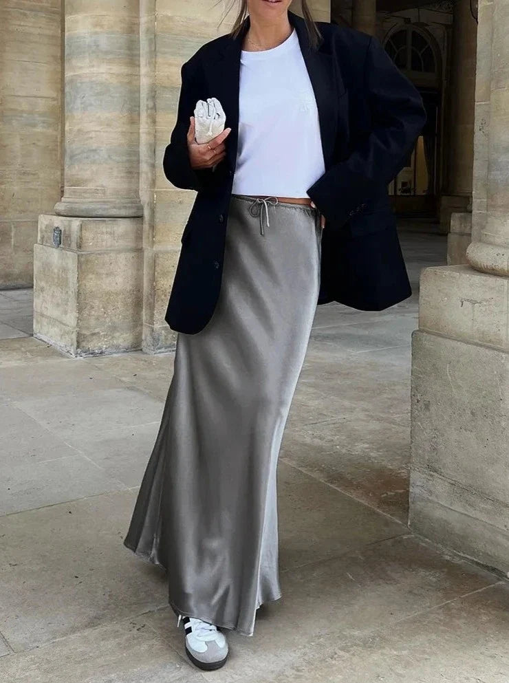 Gloria | Women's Satin High-Waist Maxi Skirt