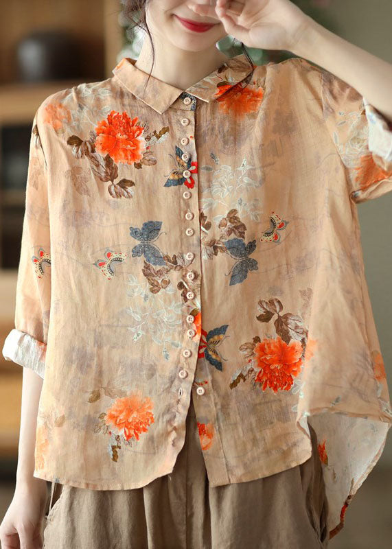 Serilda | Women's Peter Pan Collar Printed Cotton Long Sleeve Blouse