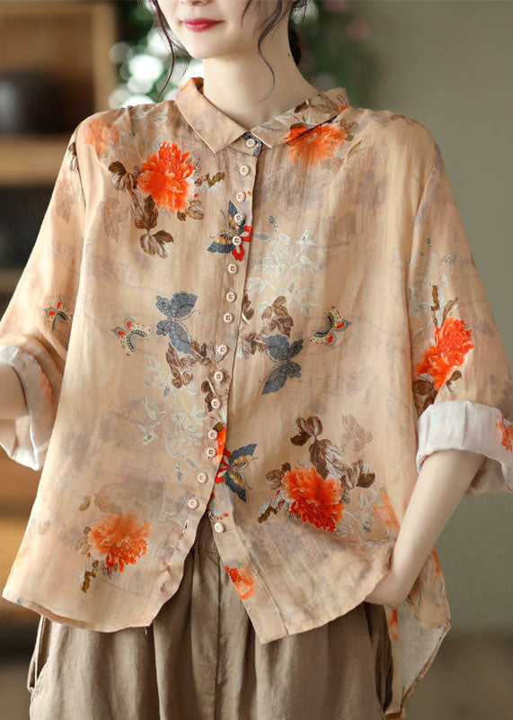 Serilda | Women's Peter Pan Collar Printed Cotton Long Sleeve Blouse