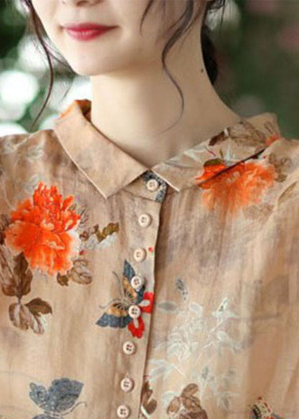 Serilda | Women's Peter Pan Collar Printed Cotton Long Sleeve Blouse