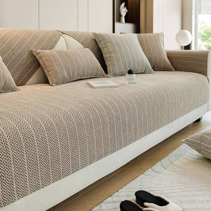 Mossy | Solid Colour Herringbone Chenille Couch Cover - image 6