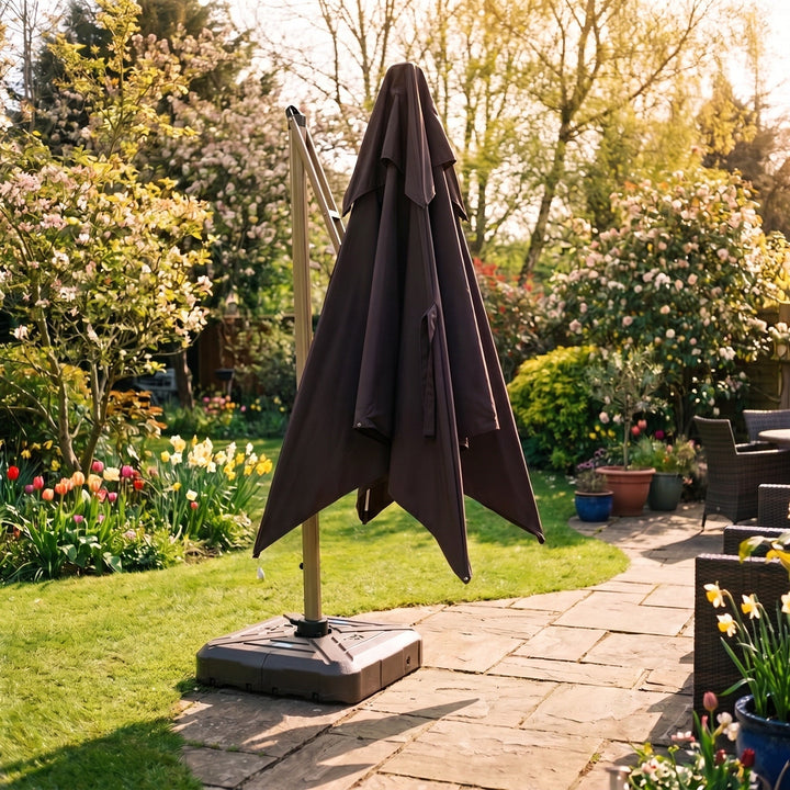 Avalon | Square Cantilever Garden Parasol, 3m Outdoor Umbrella with LED Lights - image 3