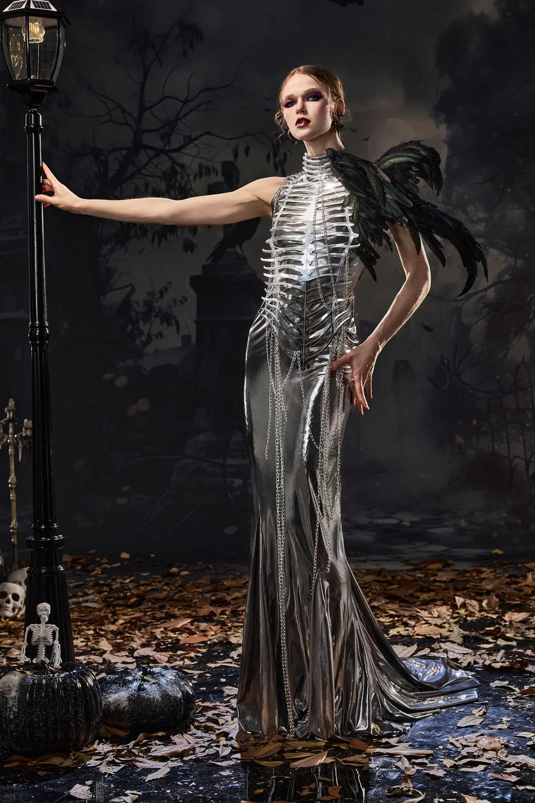 Ankaret | Women's Metallic Chain Maxi Dress with Sleeveless Design - image 1