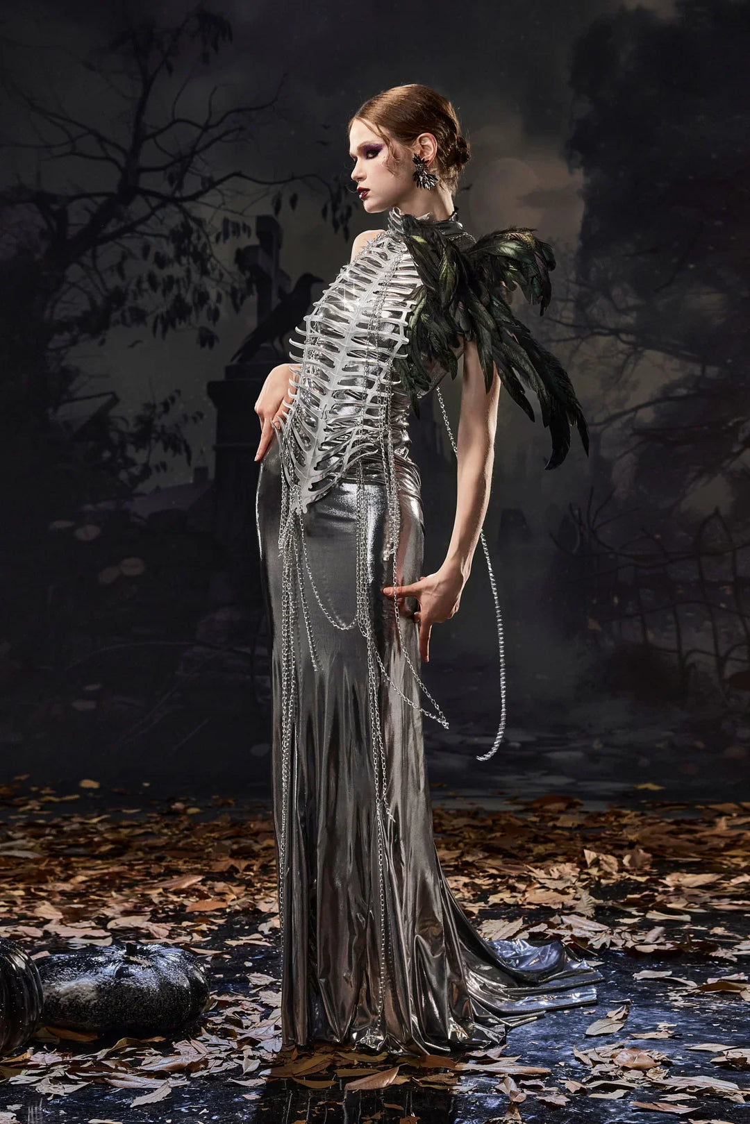 Ankaret | Women's Metallic Chain Maxi Dress with Sleeveless Design - image 3