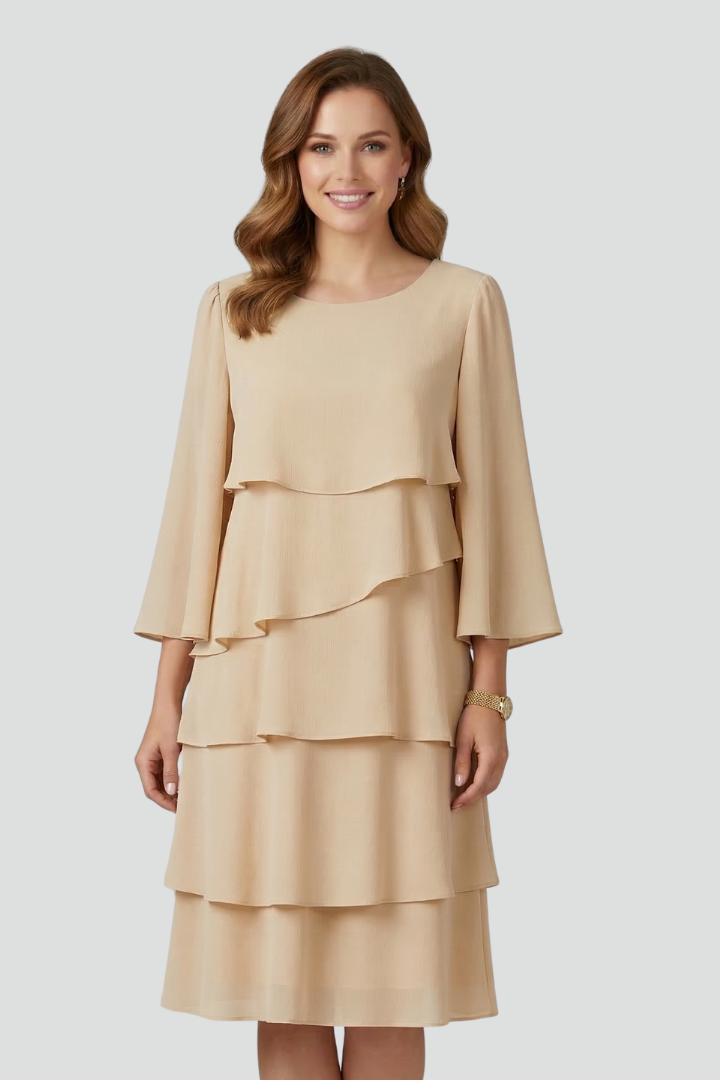 Rhoda | Women's Layered Dress with Long Sleeves and Tiered Skirt
